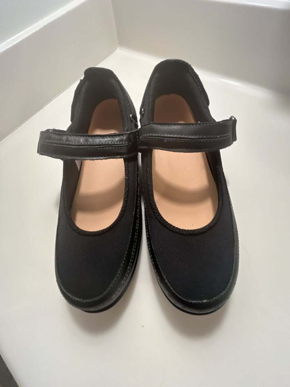 Orthofeet Black Mary Jane Comfort Stretch Shoes